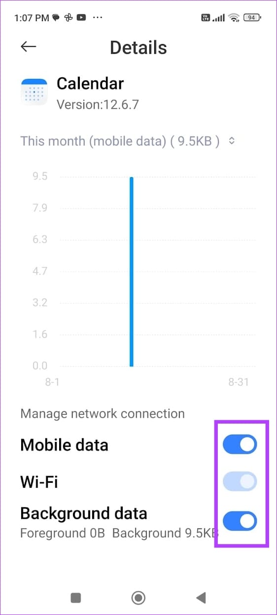 Enable Mobile and Background Data