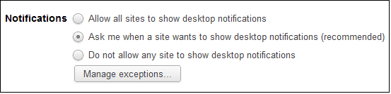 Enable Notification Chrome