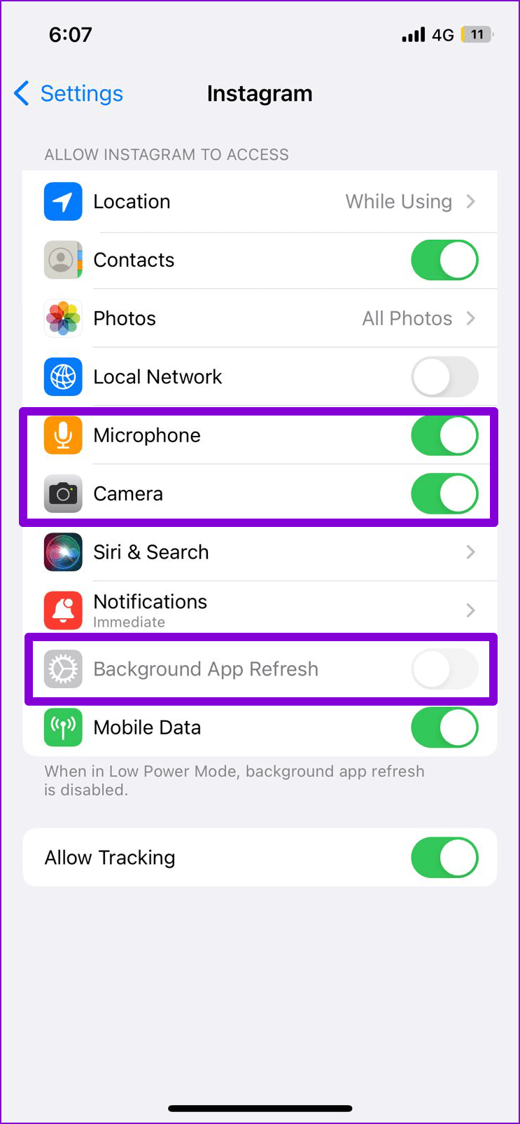 Enable Permission for Instagram on iPhone