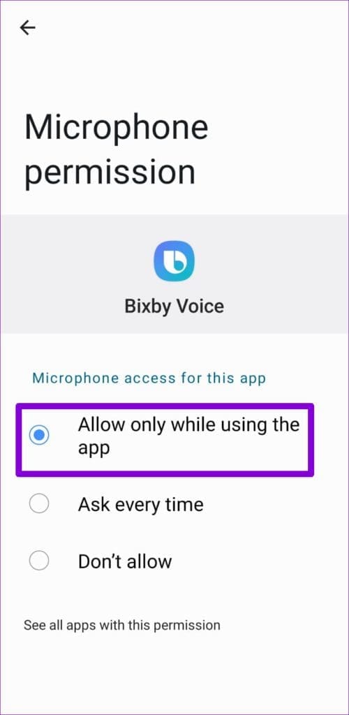 Enable Permissions for Bixby on Samsung Phone