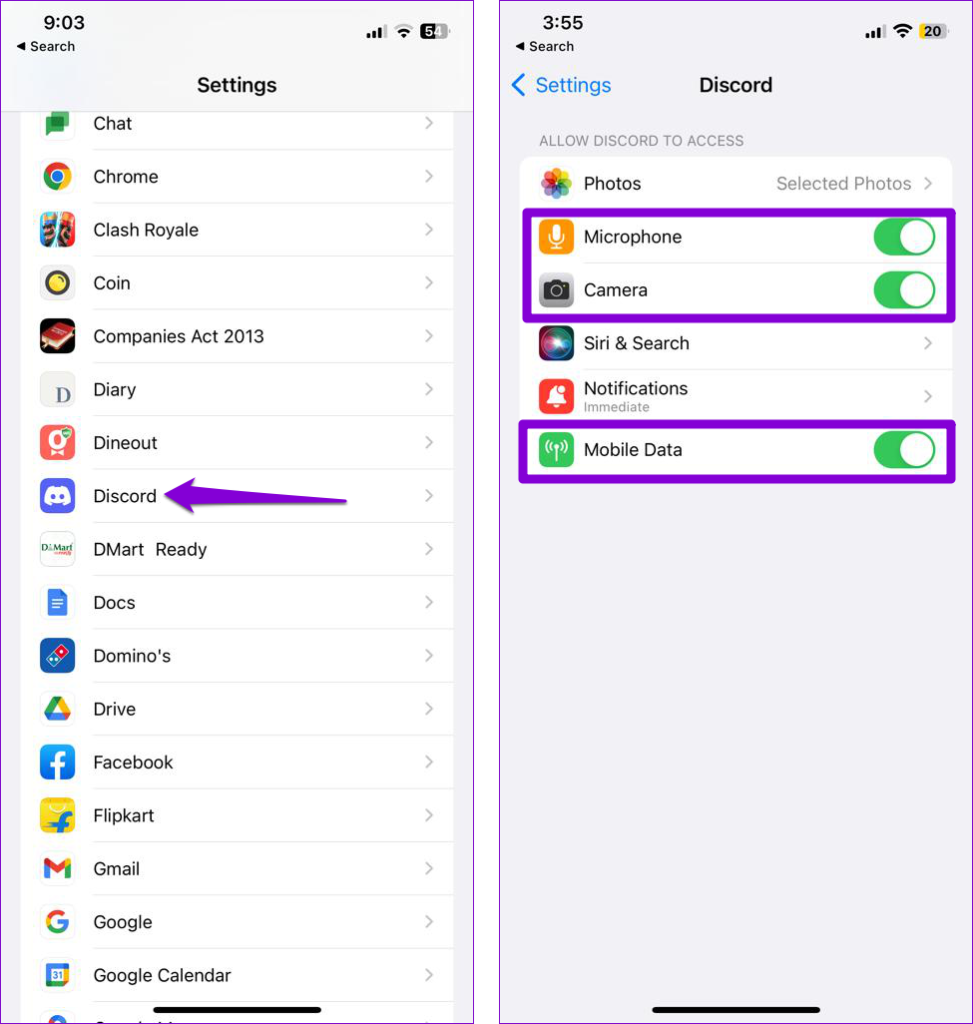 Enable Permissions for Discord on iPhone