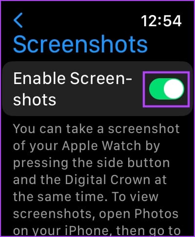 Enable Screenshots Apple Watch