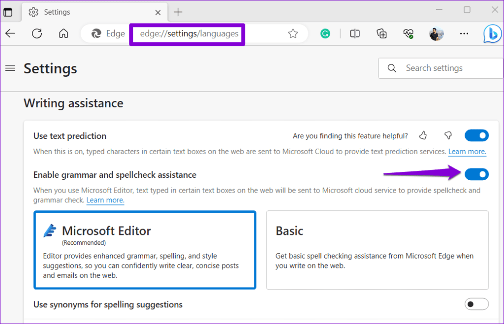 Enable Spell Check in Edge