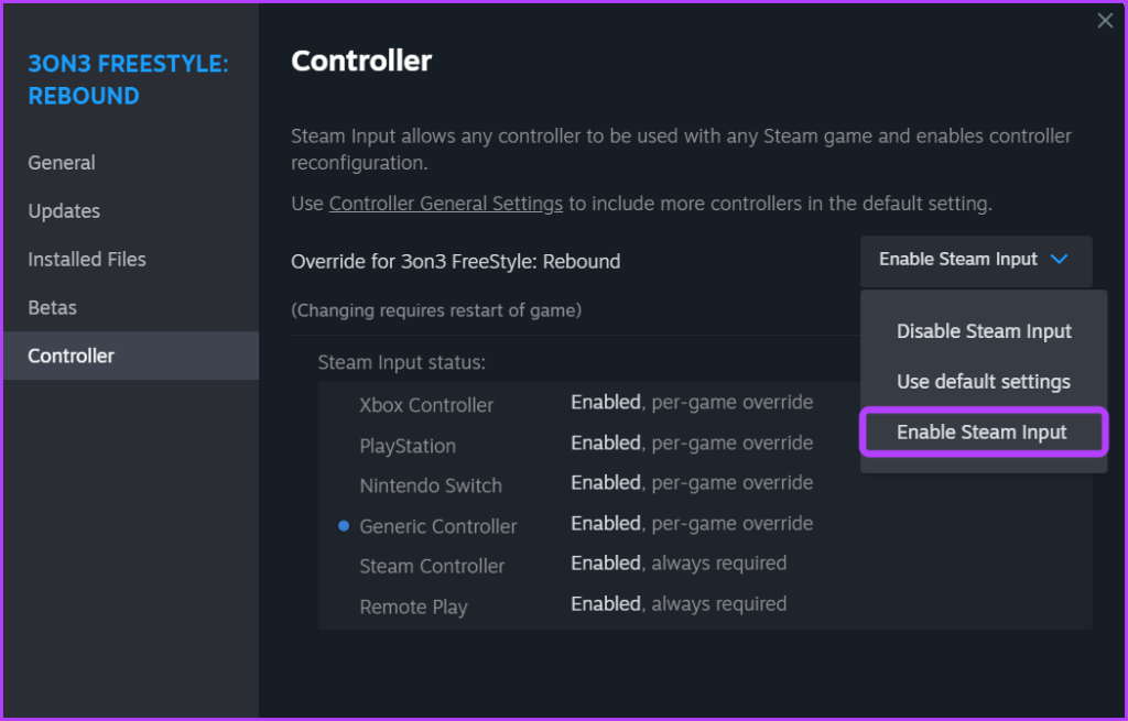 Enable Steam Input option in Steam