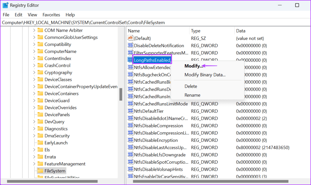 Enable Support for Long Paths Using the Registry Editor 4
