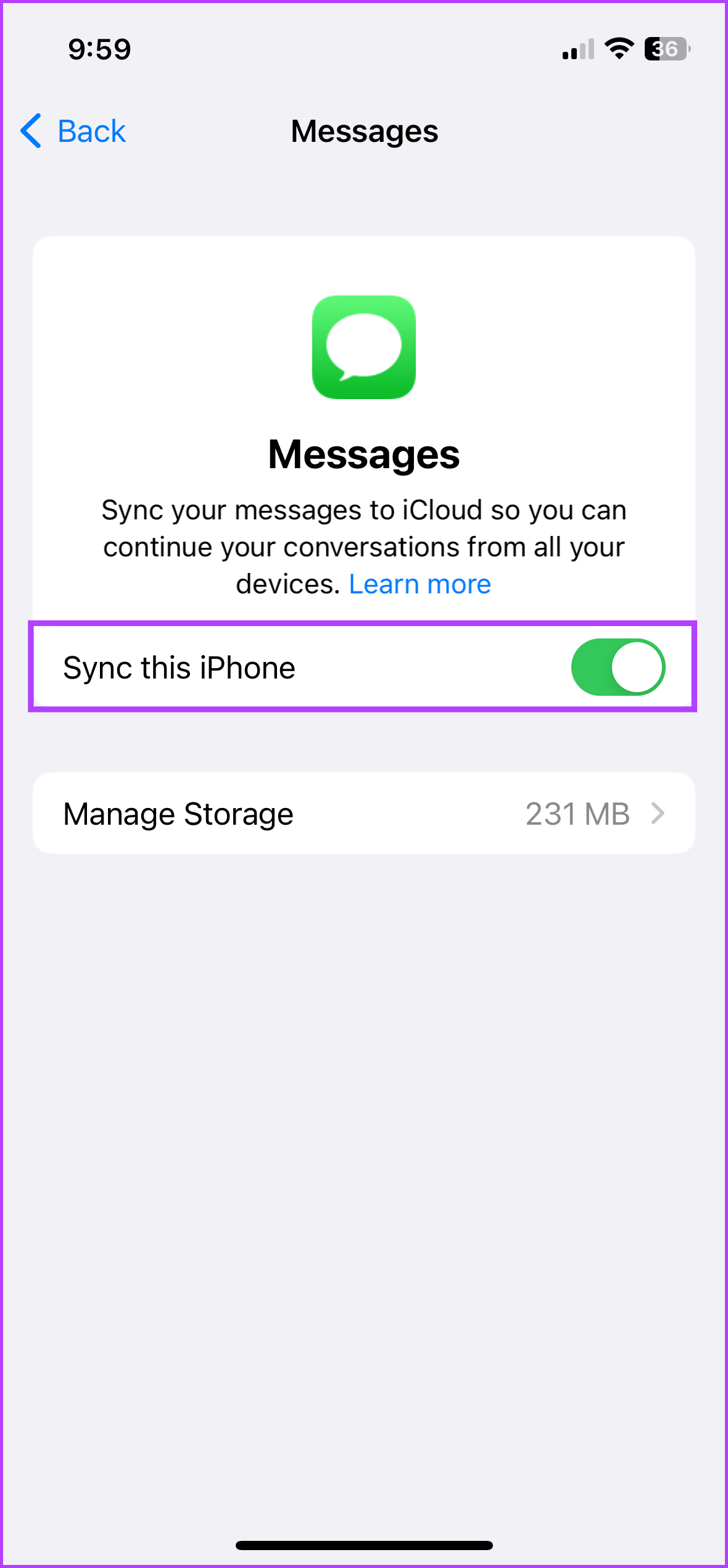 همگام‌سازی پیام iCloud برای آیفون را روشن کنید