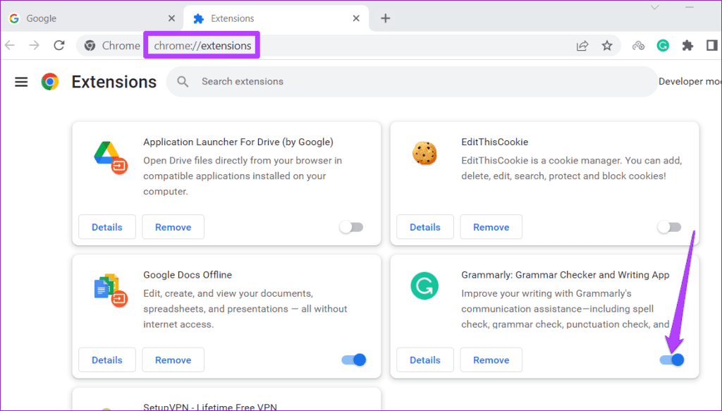 Enable or Disable Extensions in Google Chrome