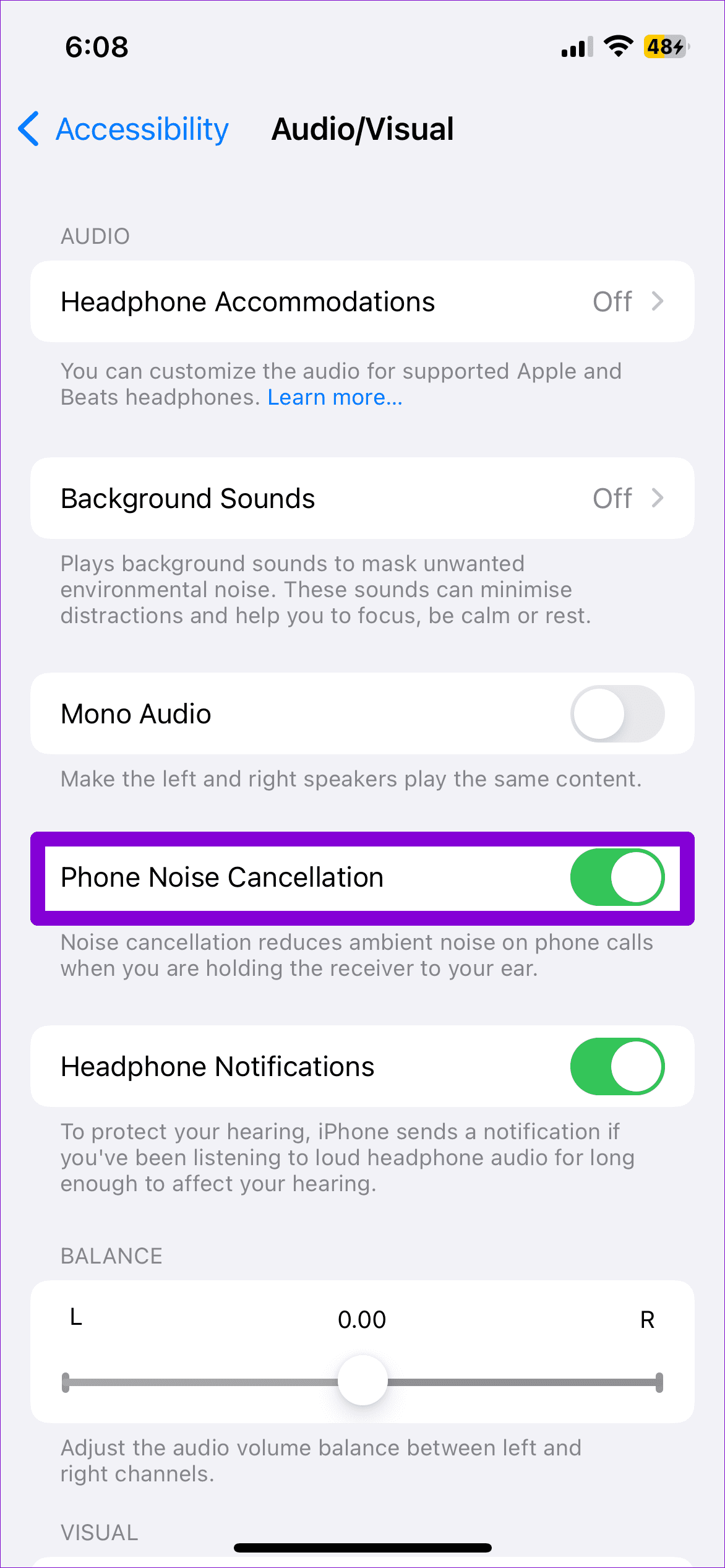 Enable or Disable Noise Cancellation on iPhone