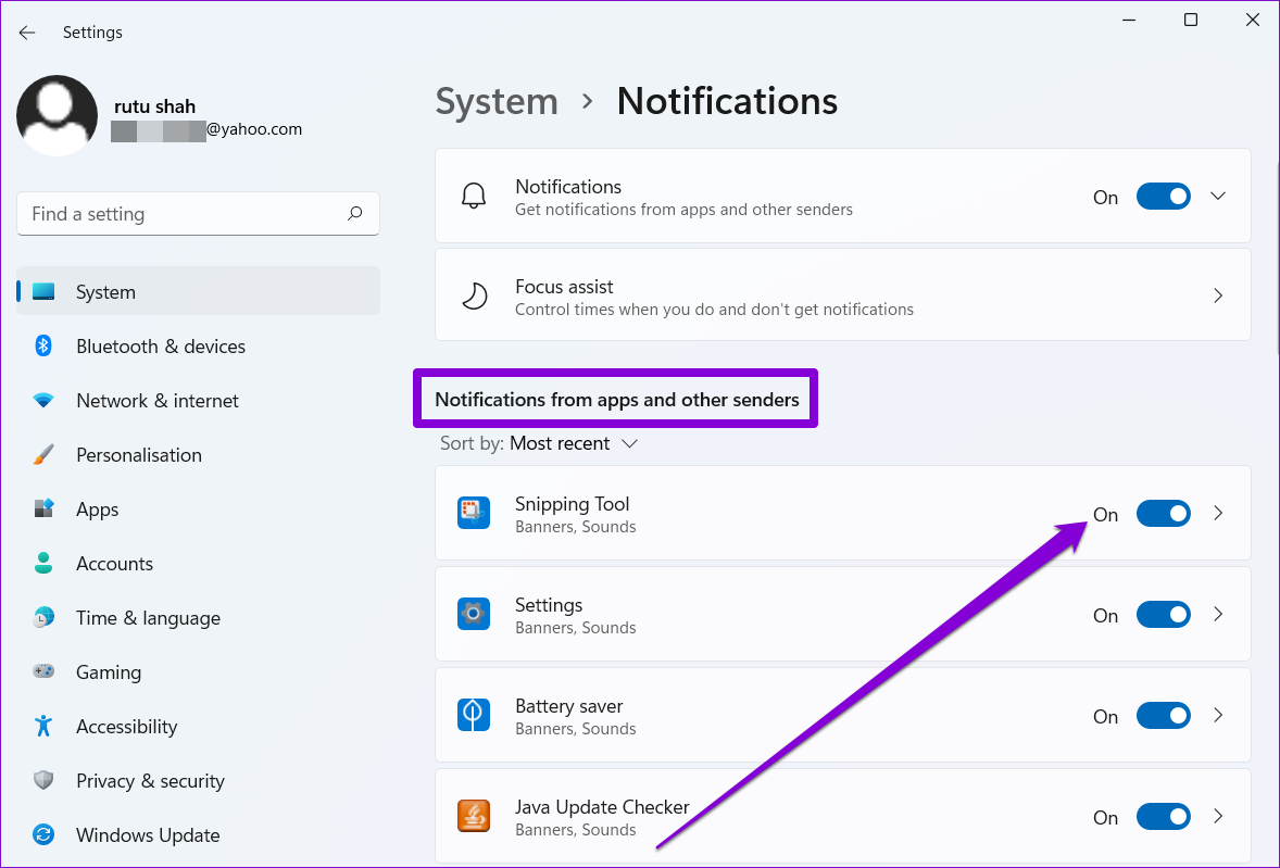 Enable or Disable Notifications for Specific Apps in Windows 11