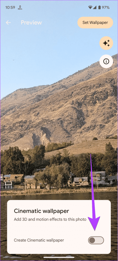 Enable the toggle next to Create Cinematic wallpaper