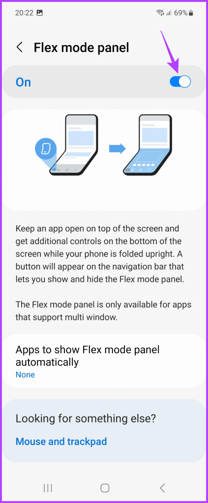 Enable the toggle to turn on Flex Mode