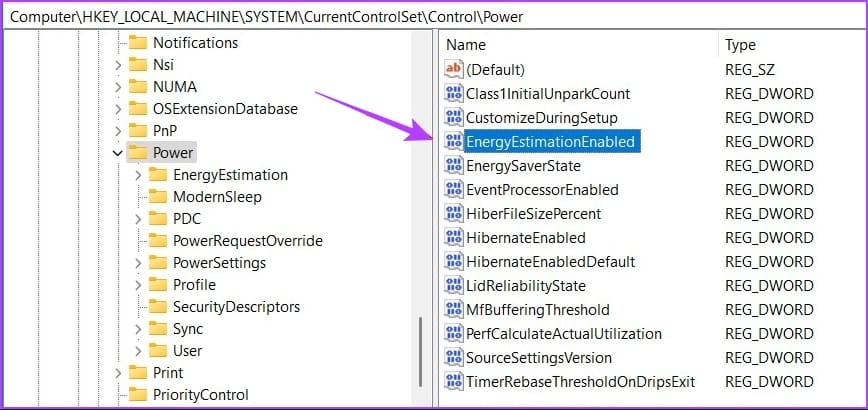 EnergyEstimationEnabled entry