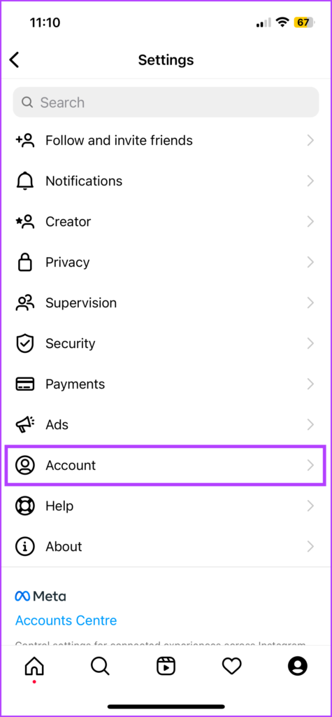 Tap Accounts from the options