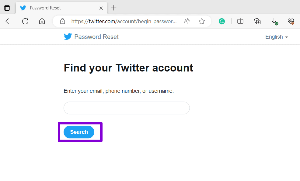 Enter Twitter Account Username
