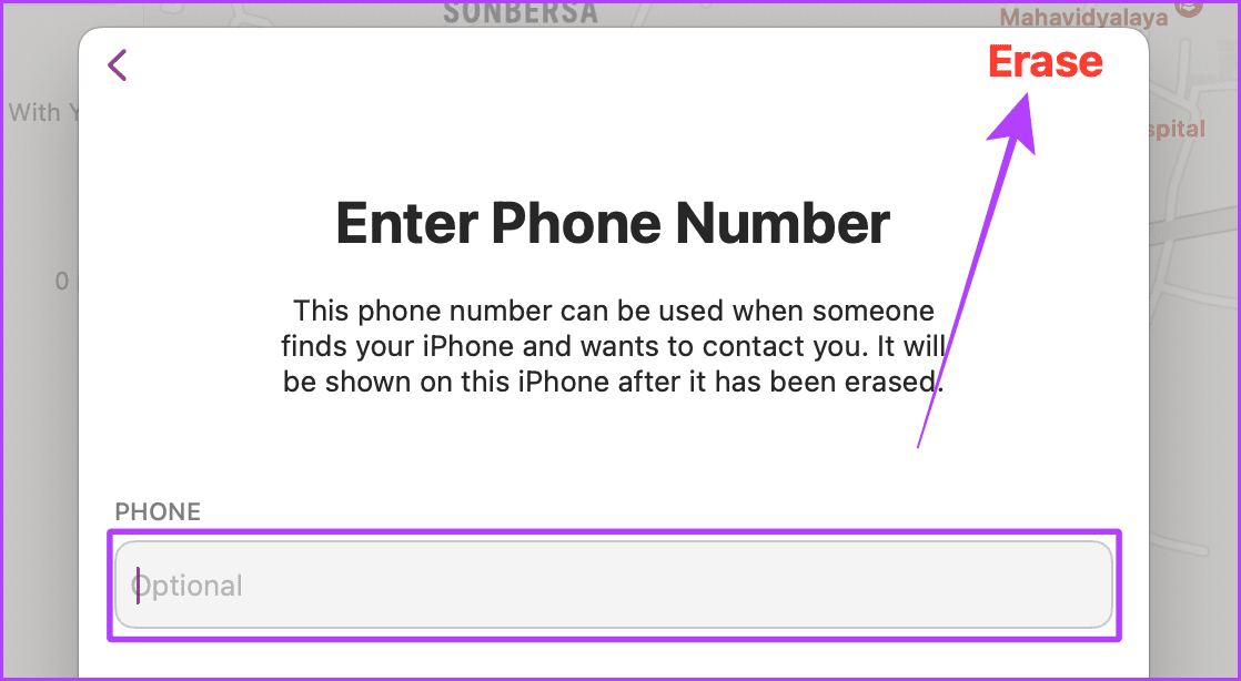 Enter Your Contact Details and Erase iPhone