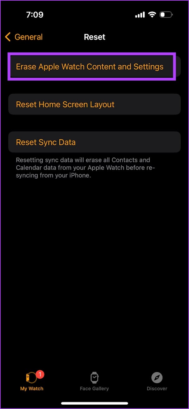 Erase Apple Watch Content