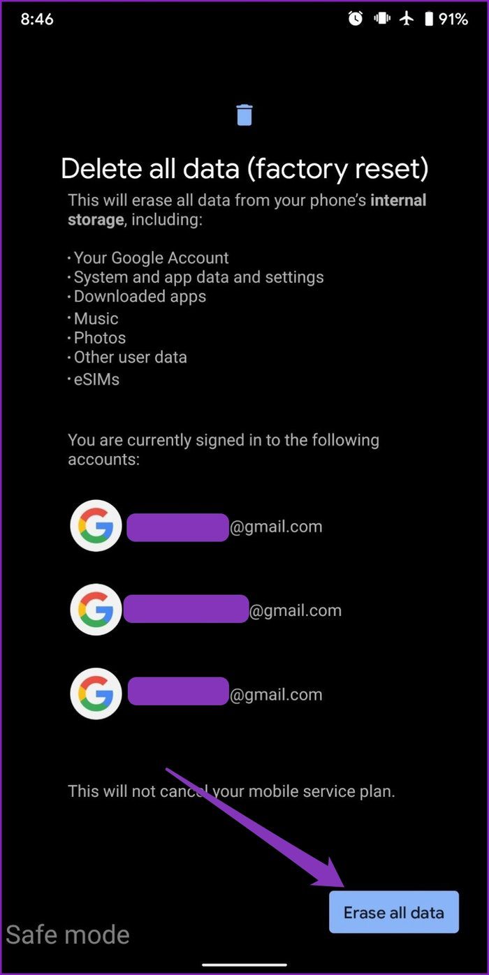 Erase all data on Android