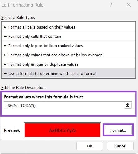Excel How to Format a Whole Row Based on One Cell 2