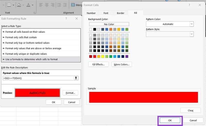 Excel How to Format a Whole Row Based on One Cell 3
