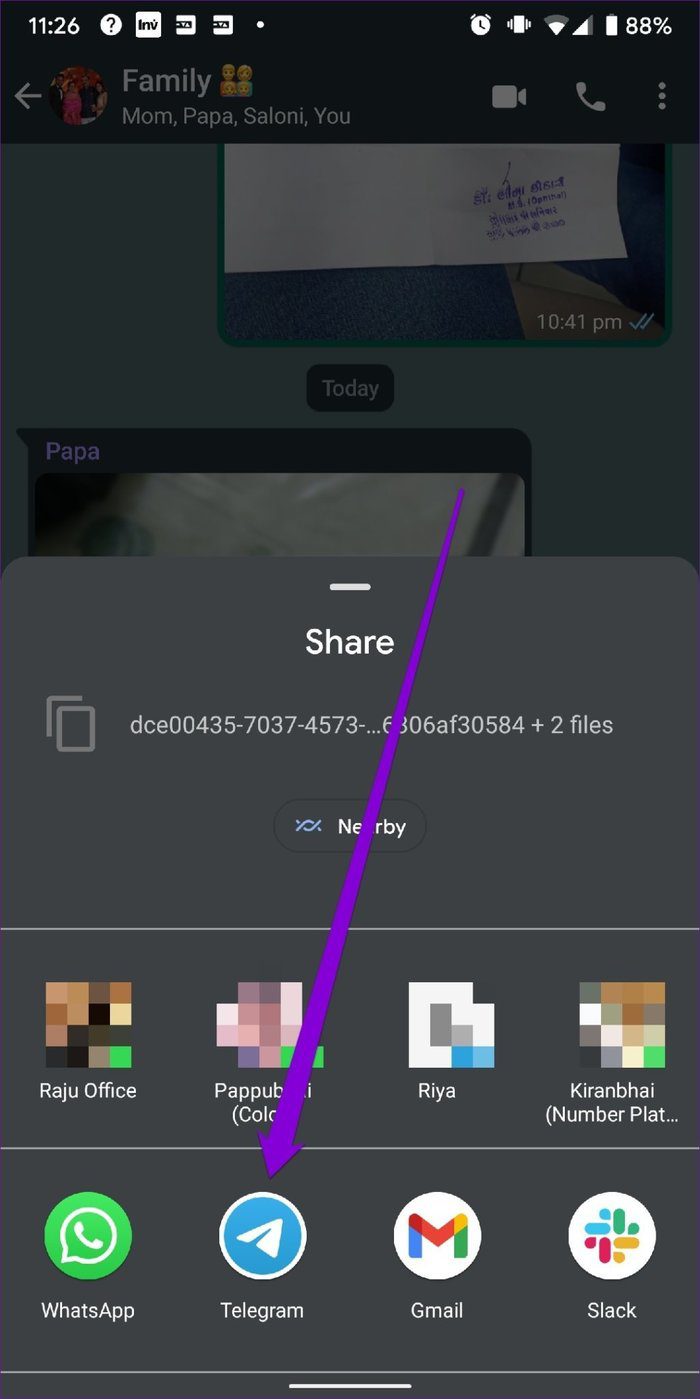 Экспорт группового чата в Telegram Android