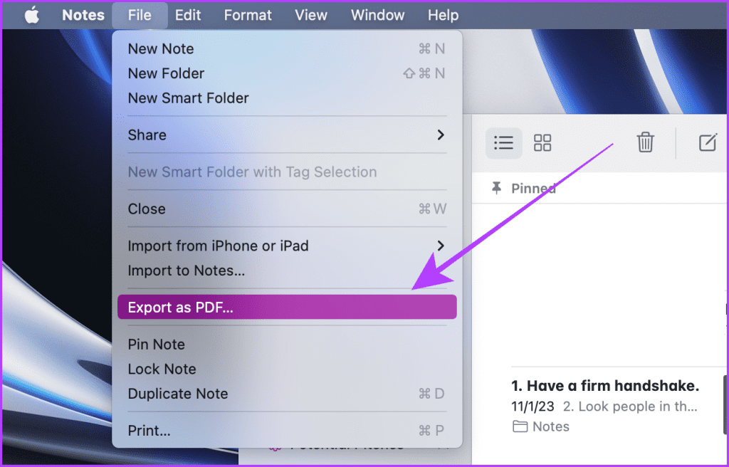 Export Notes as PDF on Mac