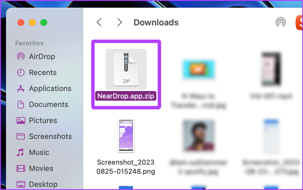 Розпакуйте файл NearDrop Zip