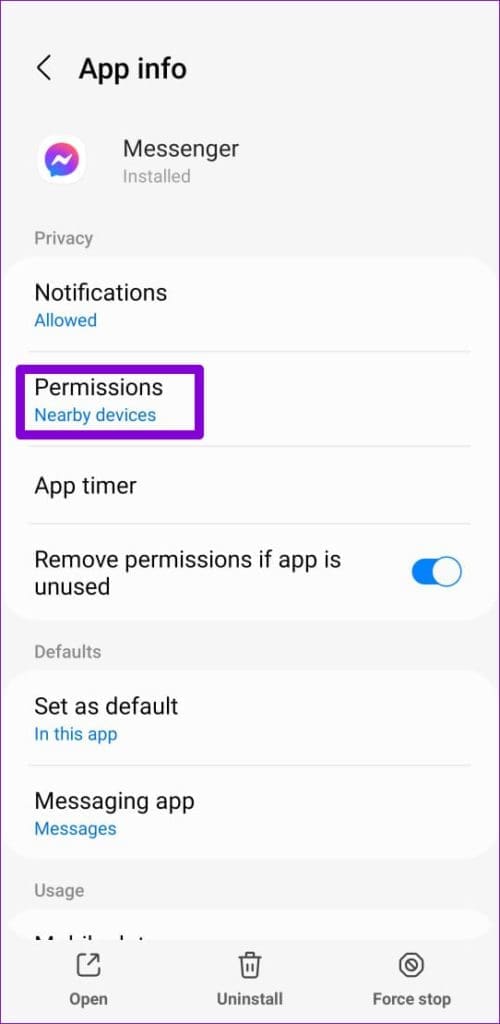 Facebook Messenger Permissions on Android