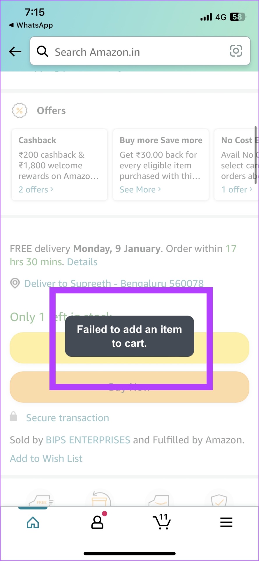 Amazon Failed to Add Item to Cart 10 Ways to Fix This on iPhone and