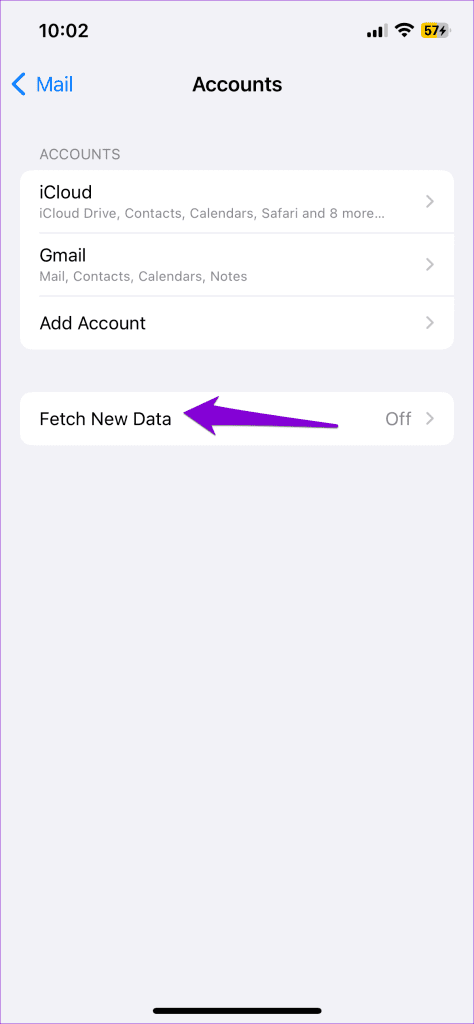 Fetch New Data Option on iPhone
