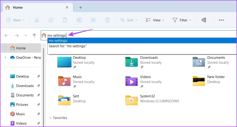 open settings using File Explorer