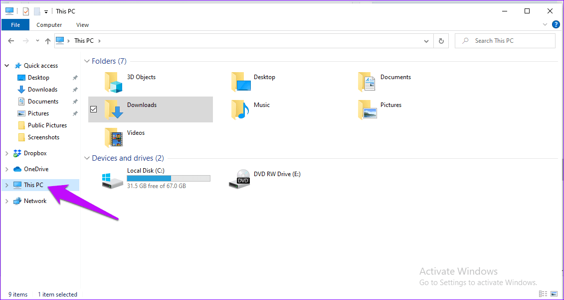 File Explorer This PC