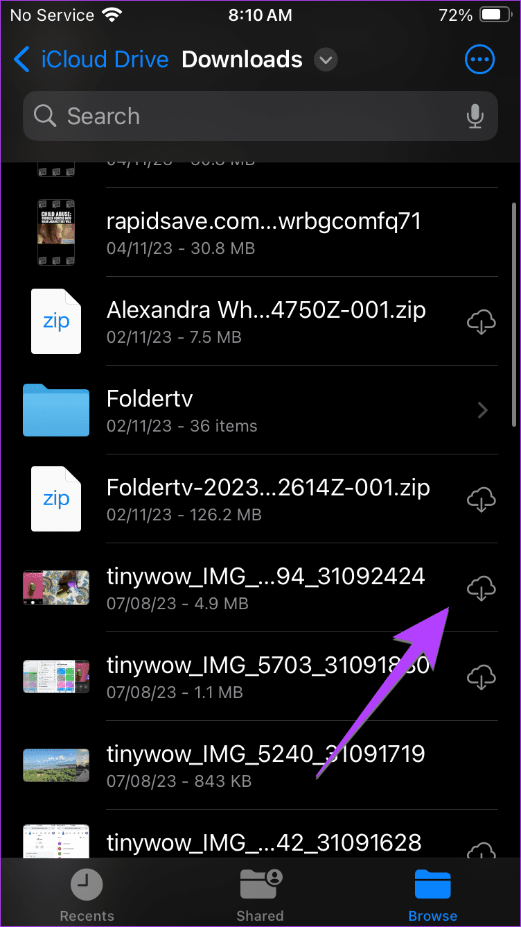 Files app Cloud folder download