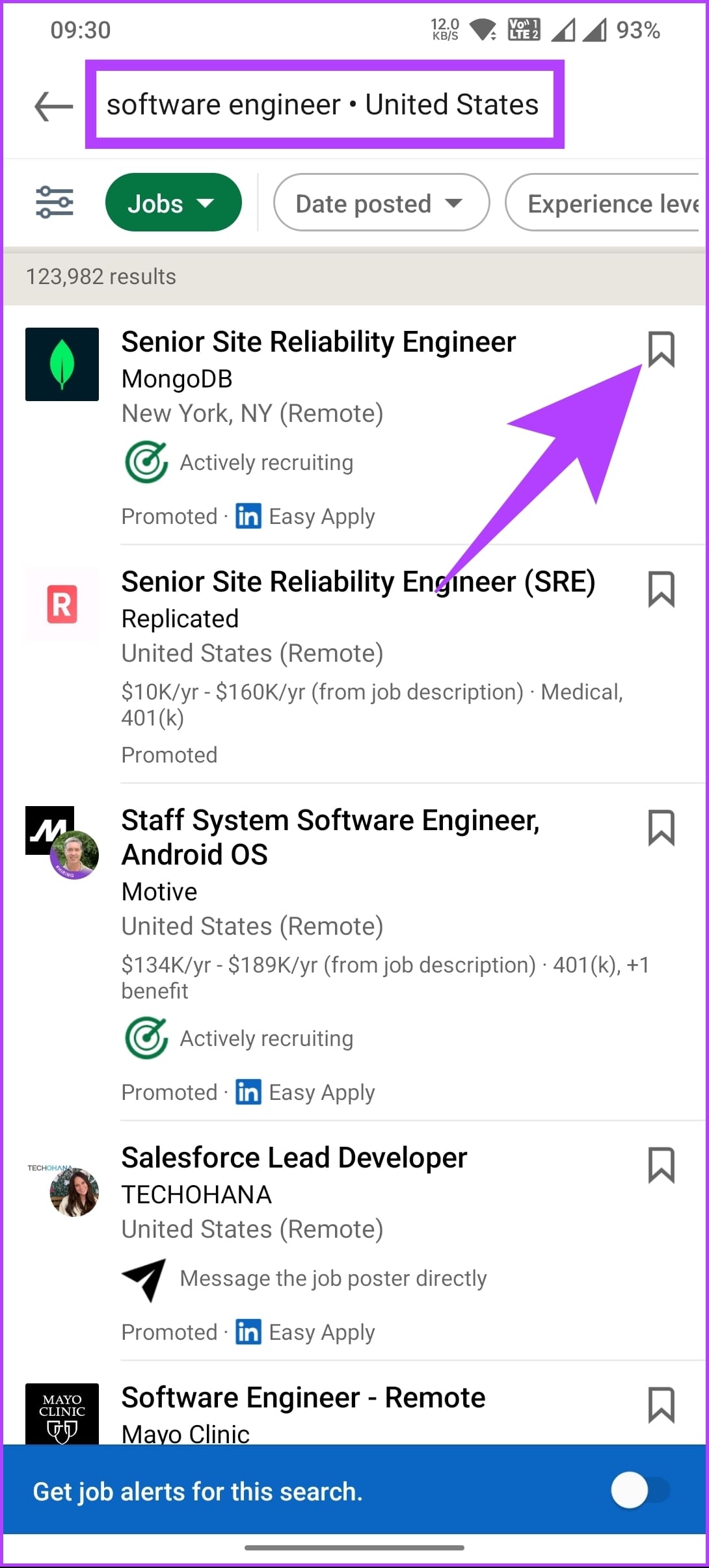 search for the job or choose