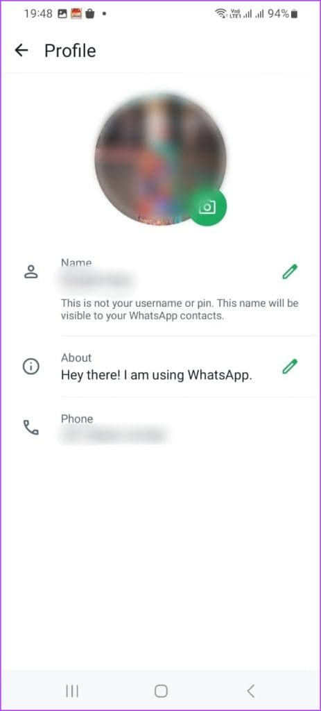 See your Name, About, and Phone number