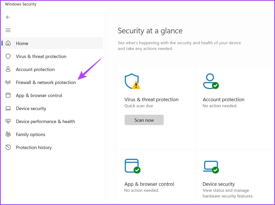 Firewall & network protection in Windows Security