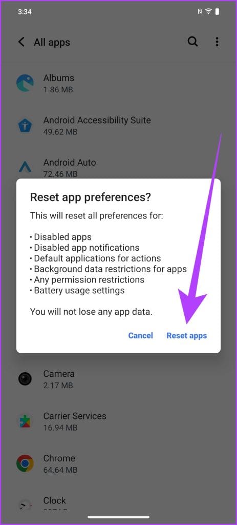 Fix 3 Reset apps