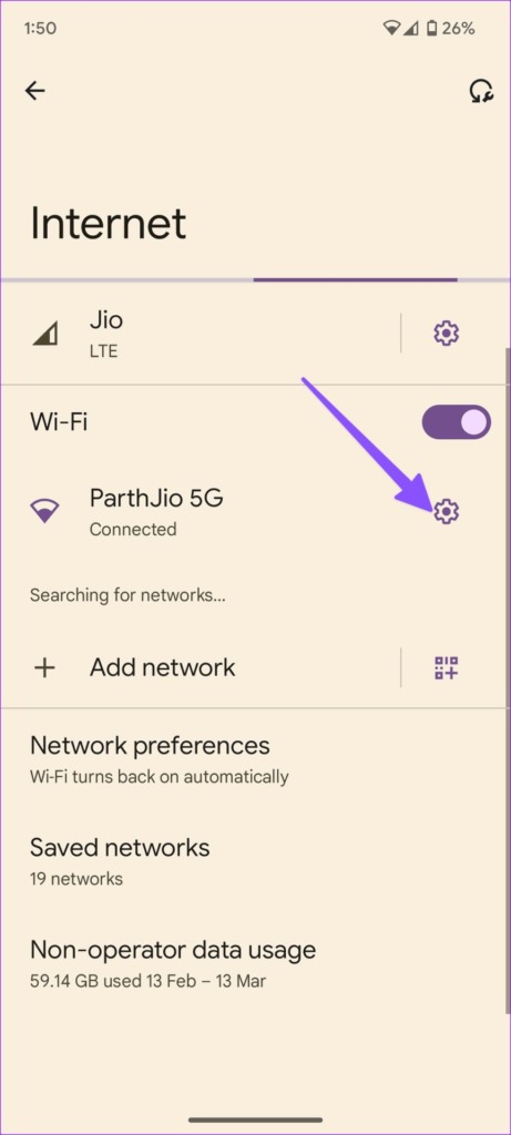 Wi-Fi settings on Android