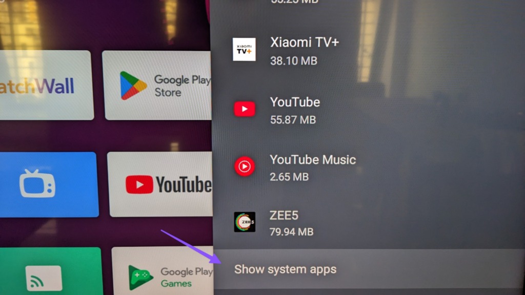 show system apps on Android TV
