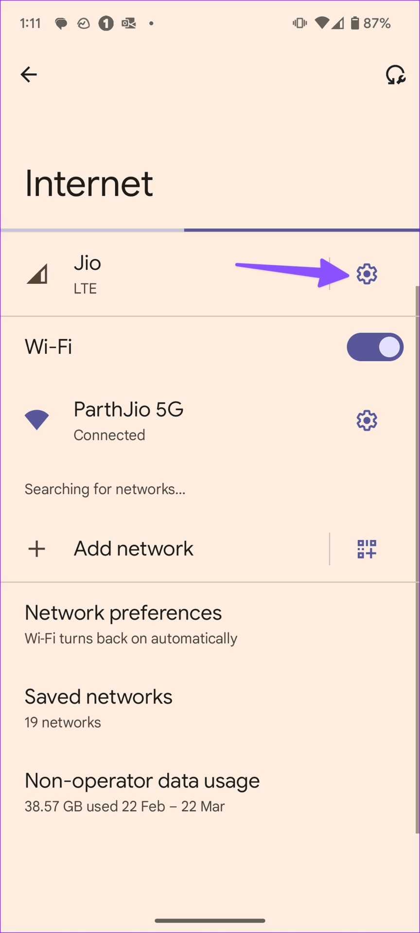 network settings on Android