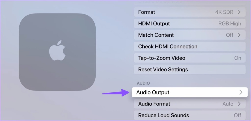 audio output on Apple TV