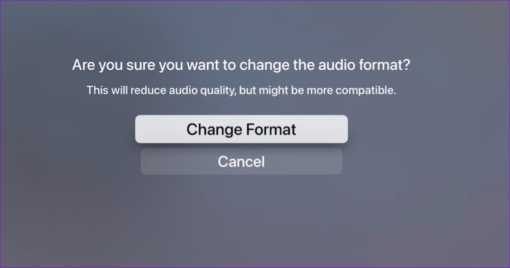Change audio format on Apple TV