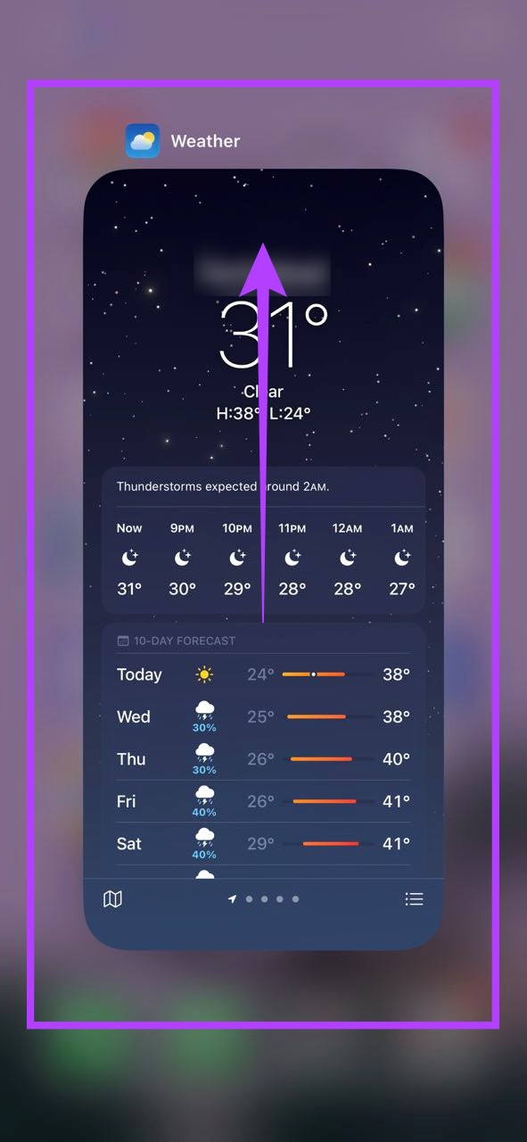 Close the Weather on iPhone 