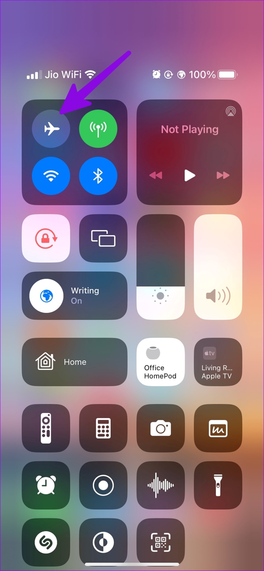 enable airplane mode on iPhone