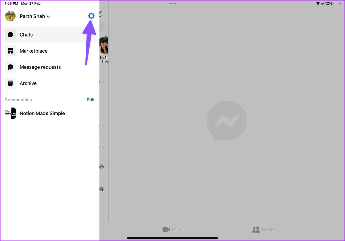 messenger settings on ipad