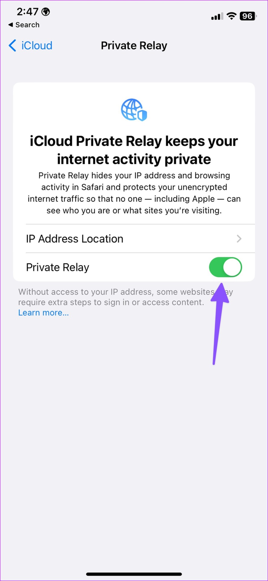 Disable Private Relay on iPhone