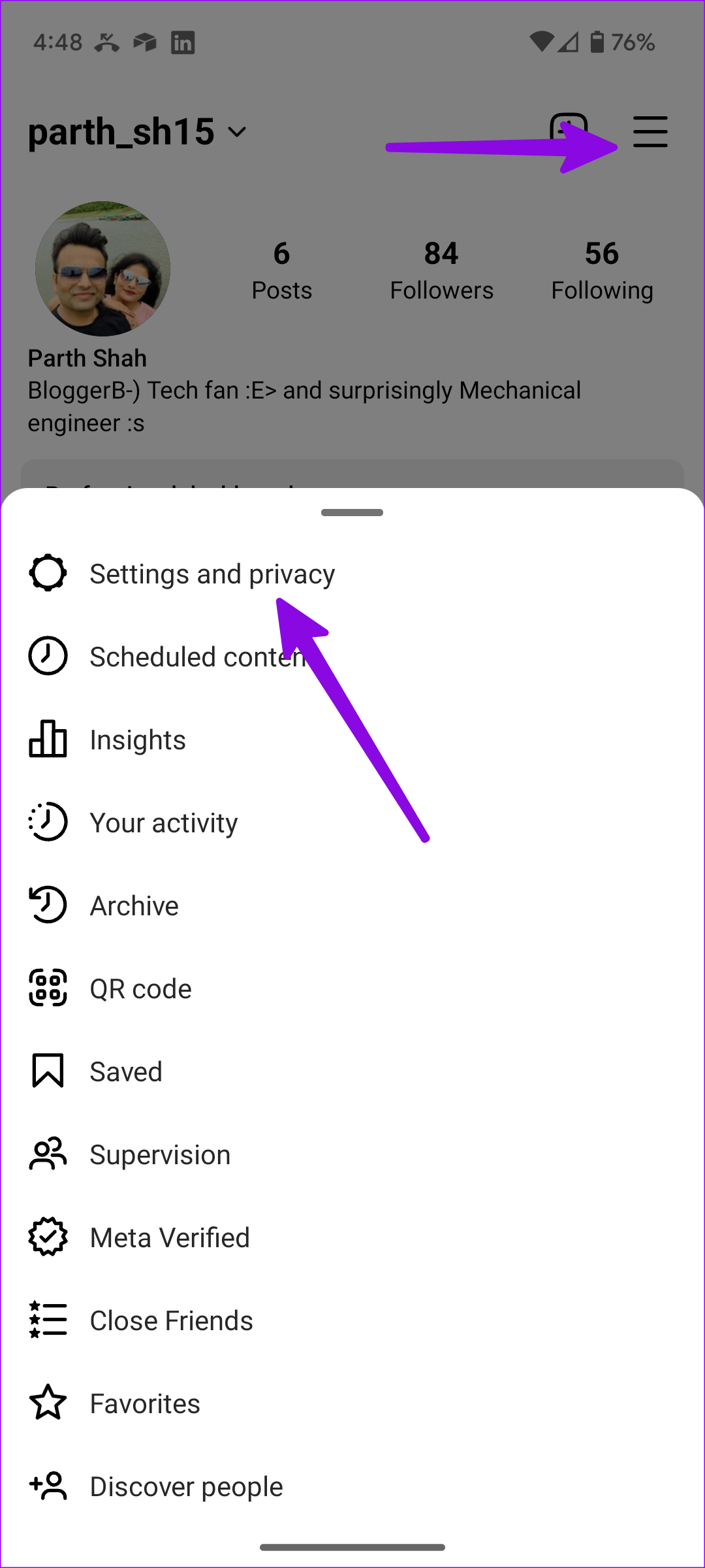 Settings and privacy