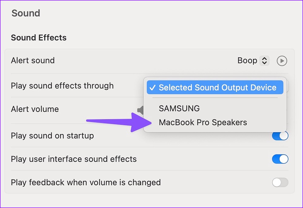 set sound output on mac