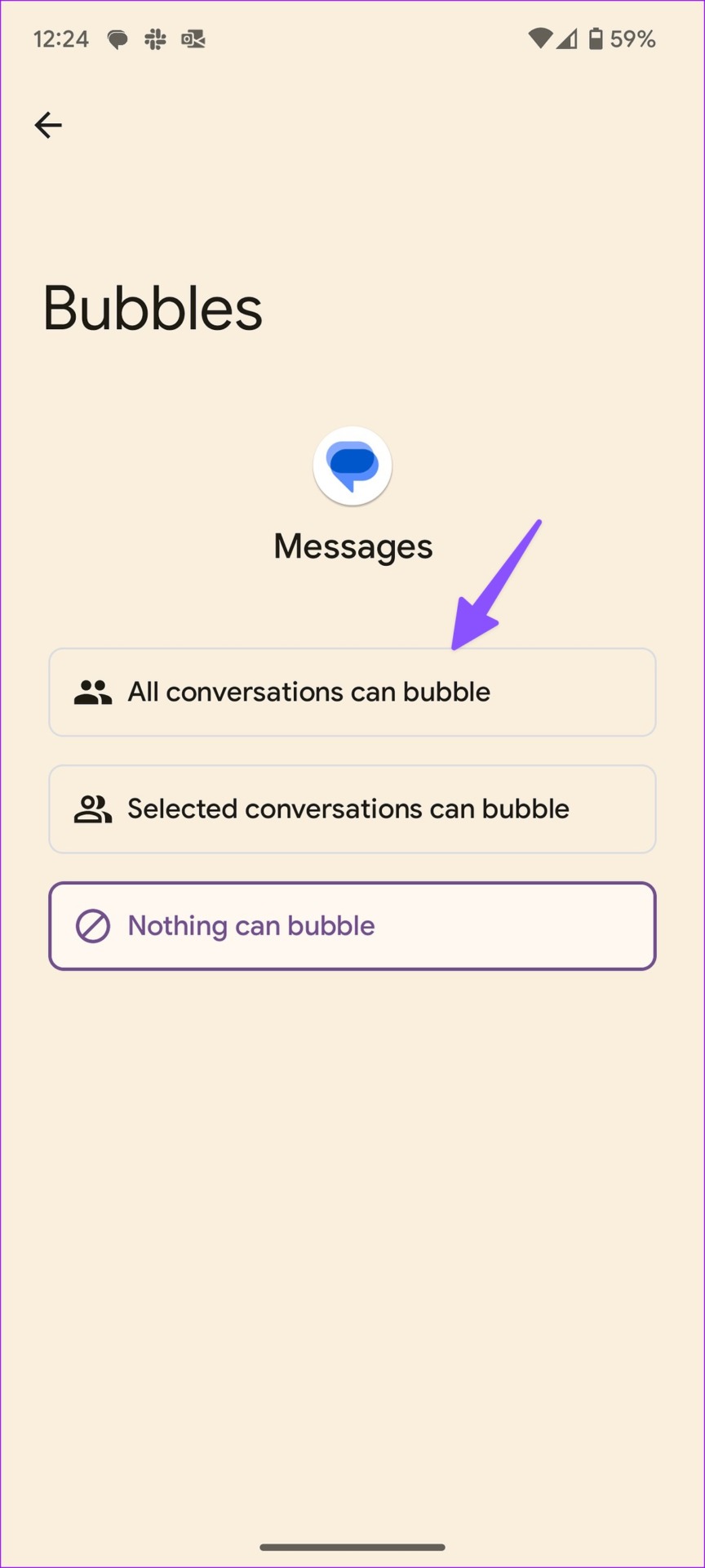 enable bubble permission on Android
