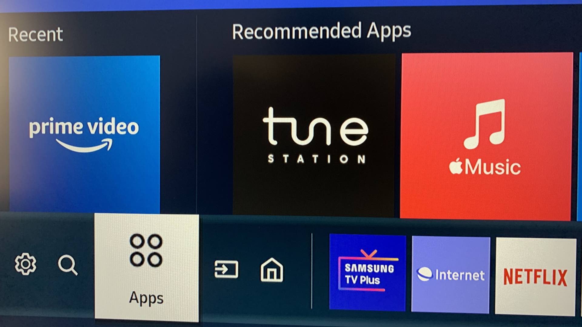 Apps menu on Samsung Tv