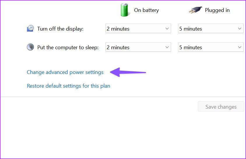 Change advanced power settings on Windows